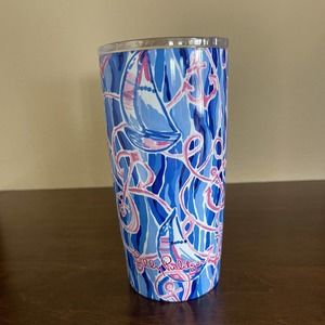 NIB GWP Lilly Pulitzer “Skim Blue Reel Nauti” 20oz Travel Tumbler